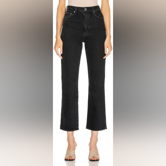 Agolde Pinch Waist High Rise Kick Jeans Black - Picture 1 of 7